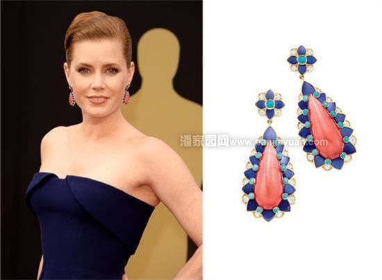 著名女星Amy Adams 佩戴Tiffany&Co.红纹石耳坠