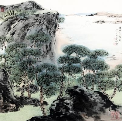 海派代表车鹏飞的作品《湖上清远图》(藏品编号：146483001)