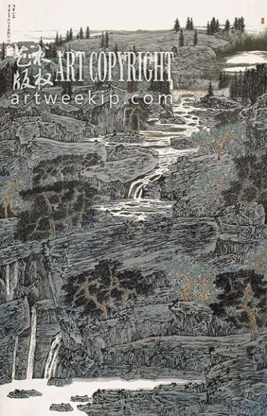 《沟里人家》纸本水墨 220cm ×145cm  2010