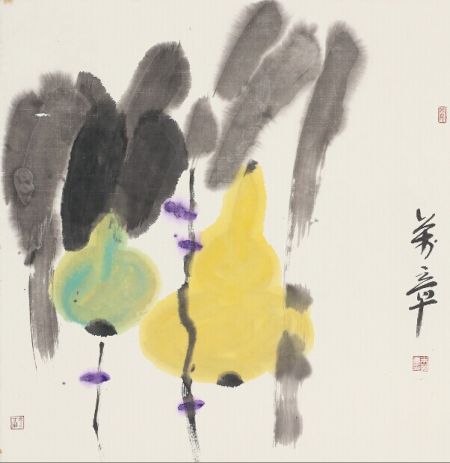 图3、朱万章《佳园印记》，纸本设色，68x68厘米，2013年