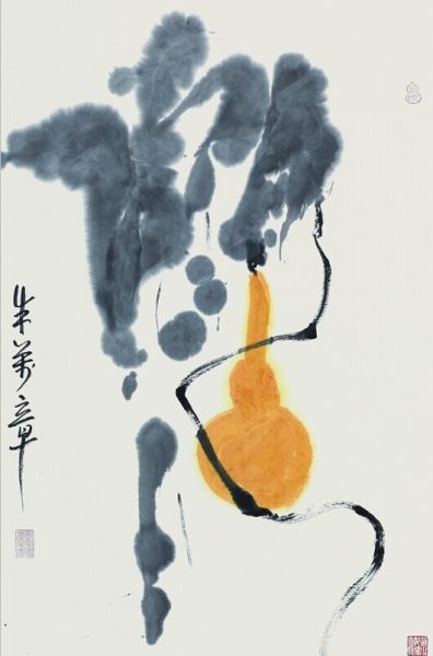 图3、朱万章《秋园偶见》，纸本设色，96x53厘米，2013年