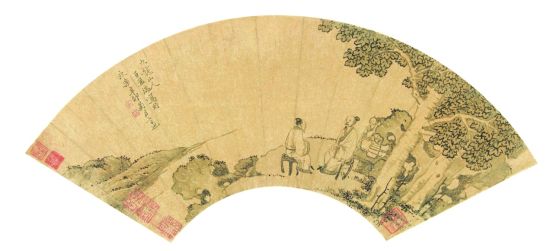 王绂（1362-1416） 桐荫清话 纸本镜心  1411年作 16.5×48cm