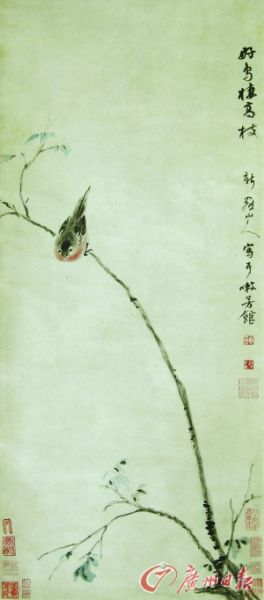 书画作品画面上的诗文和印章都是重要的“附加值”。华?《好鸟?高枝》