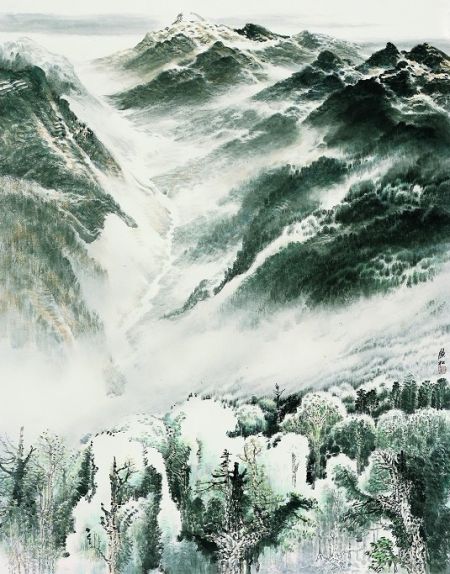 朝云悠然，许钦松，中国画，184x147cm，2010年。