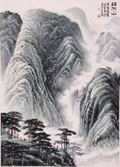 李可染《井冈山》尺寸：176.5×128?。