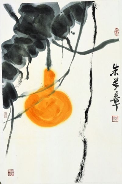 朱万章《秋实图》，纸本设色，69×45cm