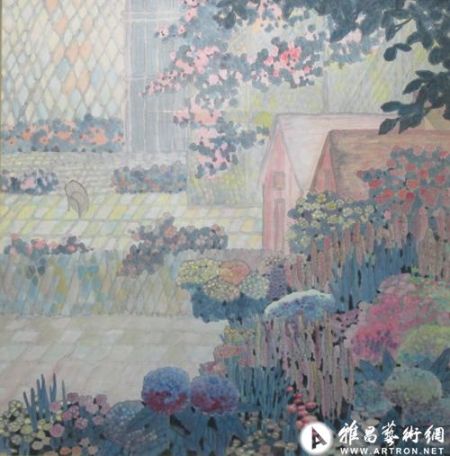 杨佴?新水墨画《庭院》1998年作 70*70cm