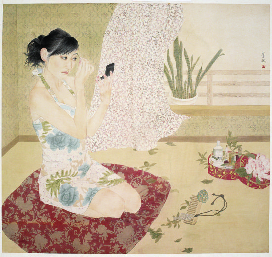 于敏作品 香墨弯弯画 绢本设色 83×89cm  2008年