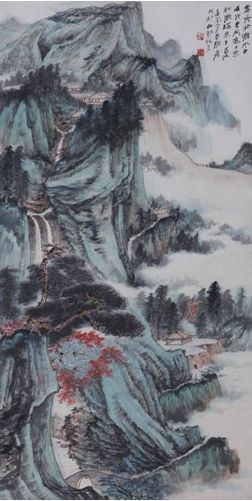 张大千 山水人物 131.5×67.5cm