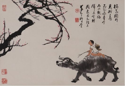 李可染 梅花开时万树春 　设色纸本 47×68cm 　　立轴