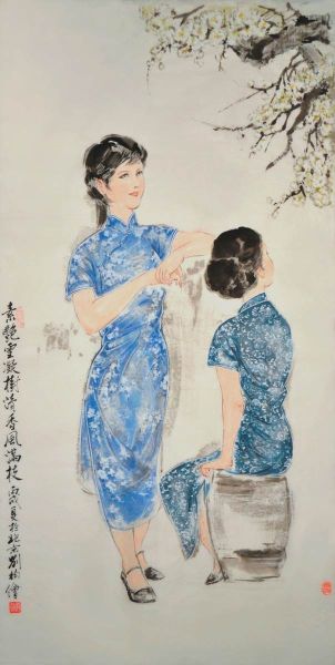 刘楠 赏梅图 68x137cm 2006年作