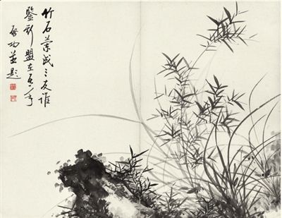 《花卉山水册册页（九开）》（局部）