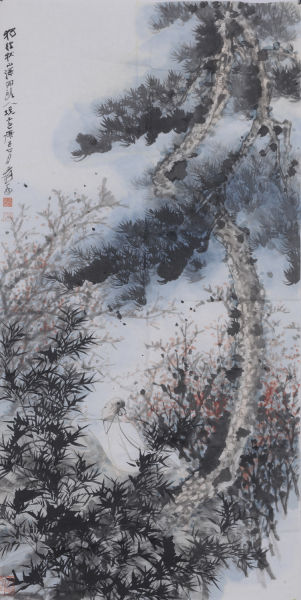 张大千 独坐秋山图 1960年作 131×68cm