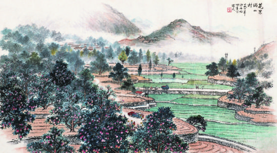 花果满山村 1973年 80×144cm