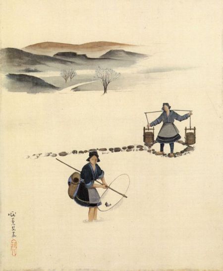 《挑水》40X33cm 1940 年