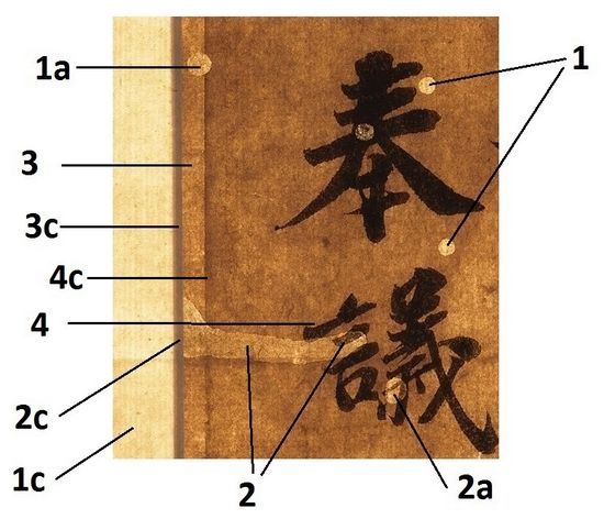 ①由透视影像看到的破洞光暗能判断纸张层数