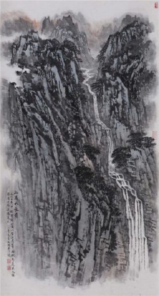 宋文治 山高水长图 95×51.5cm 设色纸本