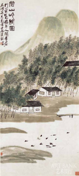 齐白石 《借山吟馆图》 山水条屏之一 纸本水墨 110×44cm 1932 年