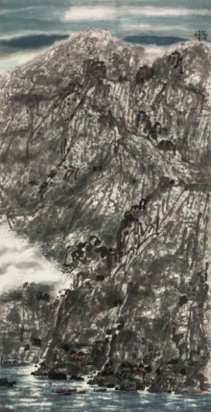 天上水中都是云 136x70cm 纸本设色 2006 （《中国当代名家画集 ?丁观加》 p169）