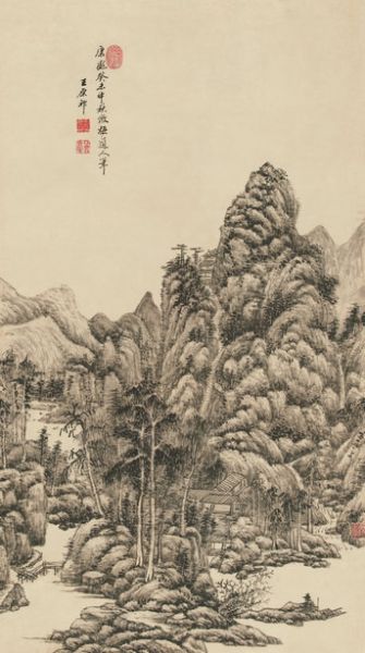 王原祁（1642-1715）仿梅道人笔意纸本立轴，82×45.5cm RMB： 1，800，000-2，000，000。