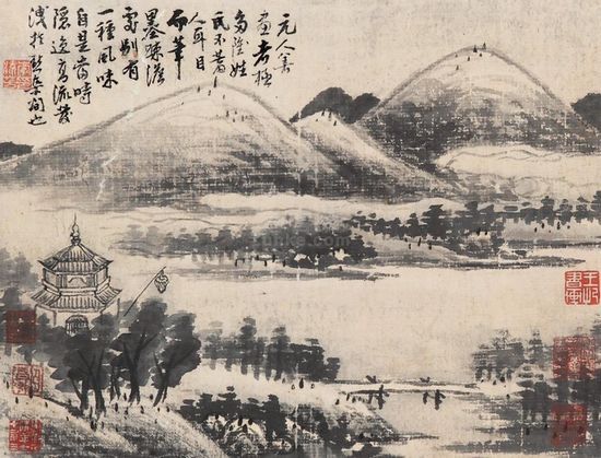 李流芳擅画山水，笔墨苍劲腾逸，气韵俊爽