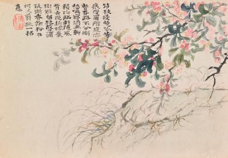 石涛《花卉册页》(局部)水墨／设色纸本 镜框八幅，每幅26.7 x 38.1 cm.，估价：港元18，000，000-26，000，000／美元2，330，000-3，360，000