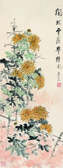 虚谷作品《菊花》