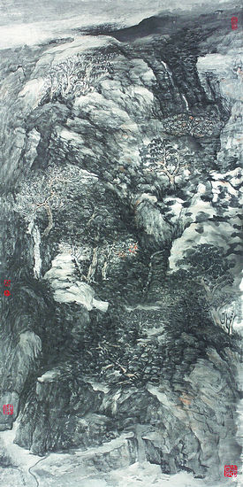 山水画《山涧》